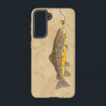 フライフィッシングのブラウンマス SAMSUNG GALAXY S21ケース<br><div class="desc">ドライフライ釣りルアーの後にフライフィッシングブラウンマス。手描きアーティスト©ティナ・ヘシュクー魚釣り狩りライフ。</div>