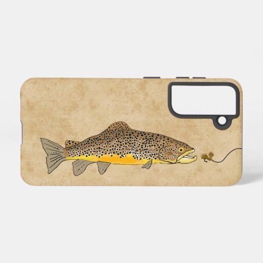 フライフィッシングのブラウンマス SAMSUNG GALAXYケース (裏面横)
