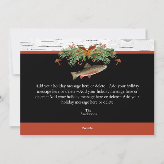 フライフィッシングのマスがクリスマスを願う シーズンカード (裏面)