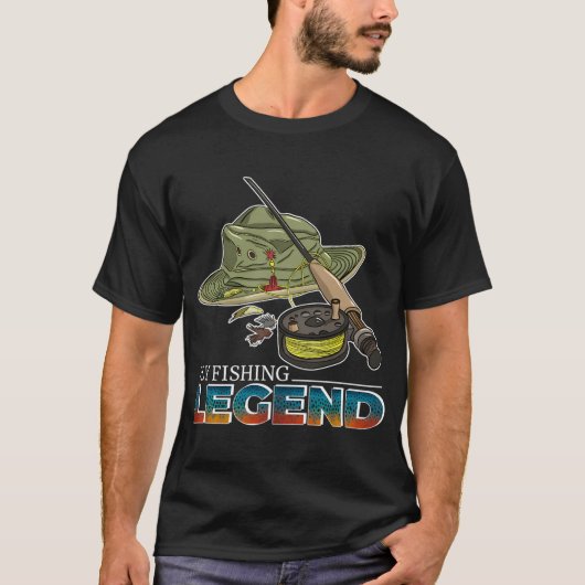 フライフィッシングの伝説は大きなトラウトを釣り上げている Tシャツ (正面)