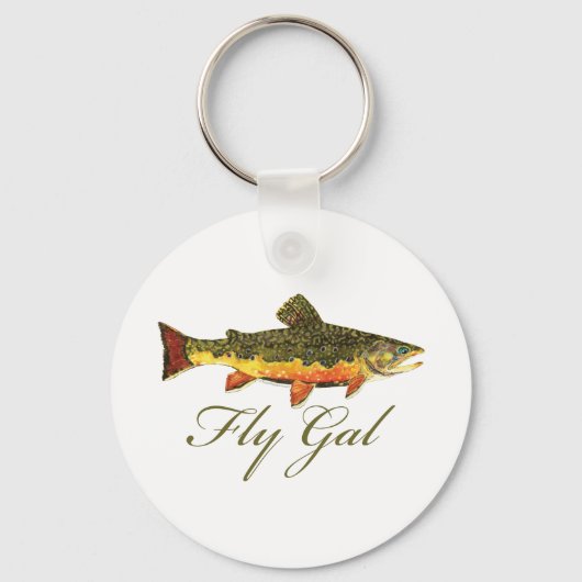 フライフィッシングの女性 キーホルダー (正面)