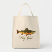 フライフィッシングの女性 トートバッグ (正面)