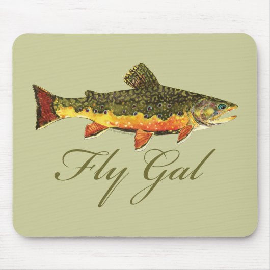 フライフィッシングの女性 マウスパッド (正面)