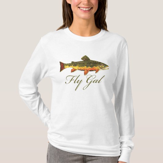 フライフィッシングの女性 Tシャツ (正面)