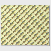 フライフィッシングの男とガールのためのゴージャスな茶色のマス ラッピングペーパー (フラット)