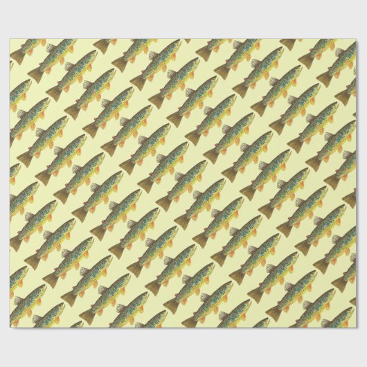 フライフィッシングの男とガールのためのゴージャスな茶色のマス ラッピングペーパー (フラット)