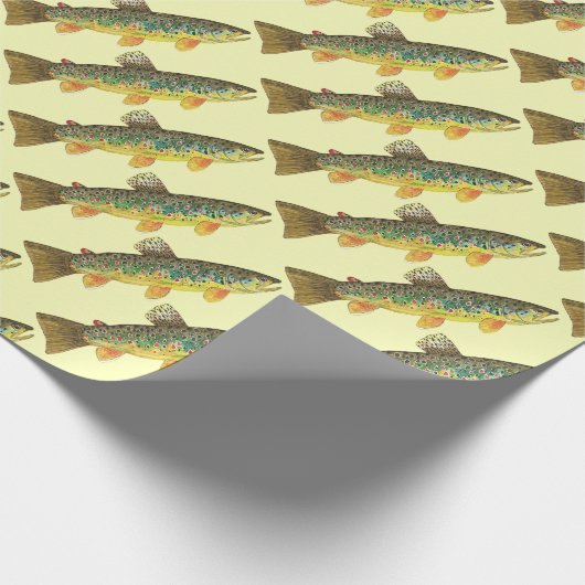 フライフィッシングの男とガールのためのゴージャスな茶色のマス ラッピングペーパー (角)