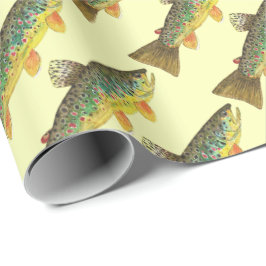 フライフィッシングの男とガールのためのゴージャスな茶色のマス ラッピングペーパー