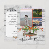 フライフィッシングをテーマにしたウェディング 3枚の写真の コラージュ サンキューカード (正面/裏面)