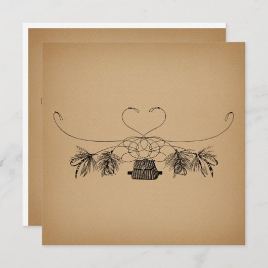 フライフィッシングをテーマにしたヴィンテージアート ノートカード (正面/裏面)