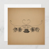 フライフィッシングをテーマにしたヴィンテージアート 招待状 (正面/裏面)