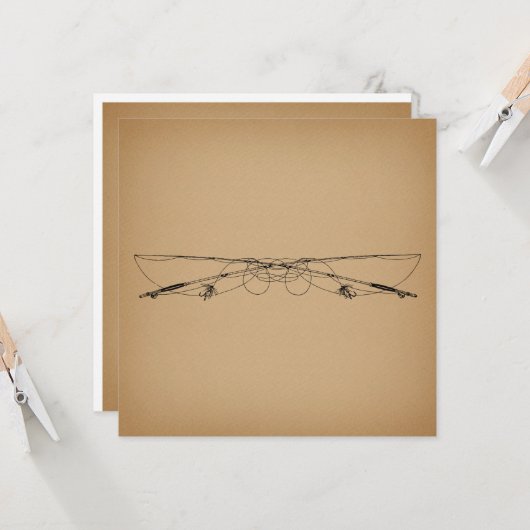 フライフィッシングアンティークアート魚釣りポールヴィンテージ カード (正面/裏面インサイチュ)