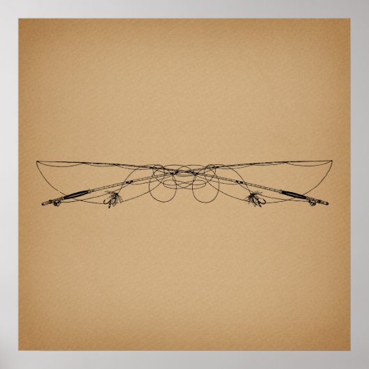 フライフィッシングアンティークアート魚釣りポールヴィンテージ ポスター (正面)