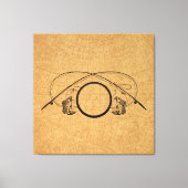 フライフィッシングアンティーク魚釣りロッドズアートイラストレーション キャンバスプリント (正面)