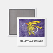 フライフィッシングアートマグネット「イエロー&オレンジ」 マグネット (正面/裏面)