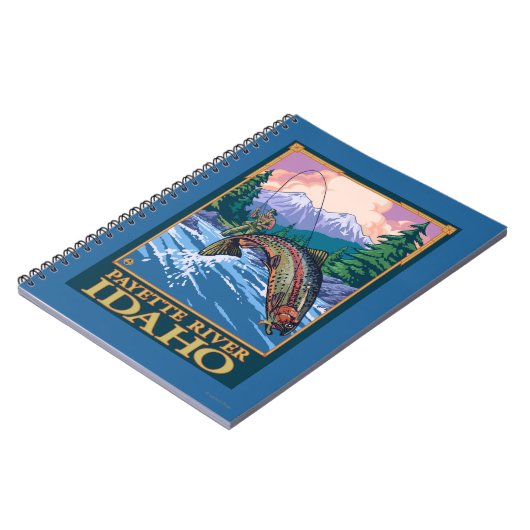 フライフィッシングシーン – アイダホ州ペイエット川 ノートブック (左側)