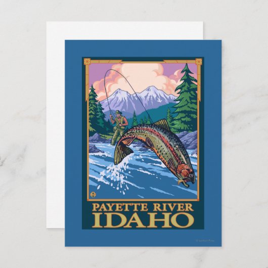 フライフィッシングシーン – アイダホ州ペイエット川 ポストカード (正面/裏面)