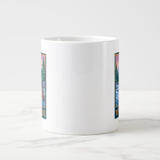 フライフィッシングシーン-ウェストイエローストーン ジャンボコーヒーマグカップ (正面)