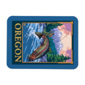 フライフィッシングシーン – ヴィンテージ旅行ポスター マグネット (横)