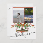フライフィッシングテーマ結婚の3枚の写真コラージュ サンキューカード (正面/裏面)