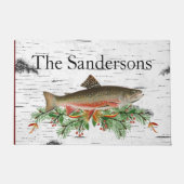 フライフィッシングデコール、マスのクリスマス ドアマット (正面)