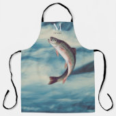 フライフィッシングトラウト漁師ブルーリバーモノグラム エプロン (正面)