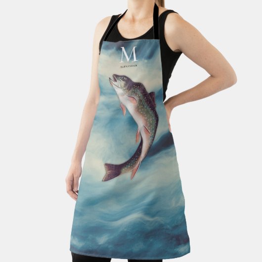 フライフィッシングトラウト漁師ブルーリバーモノグラム エプロン (インサイチュ)