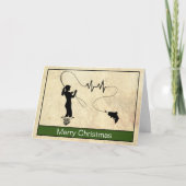 フライフィッシングハートビートウィメンメリークリスマスカード カード (正面)