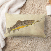 フライフィッシングブルックブラウンマス ランバークッション (ブランケット)