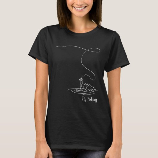 フライフィッシングマスと山野外フライロッド Tシャツ (正面)