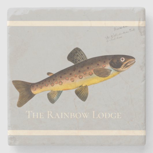 フライフィッシングマスの水色グレー ストーンコースター (正面)