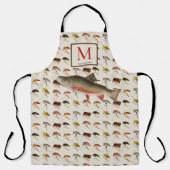 フライフィッシングマス漁師フライウォーターカラーエプロン エプロン (正面)