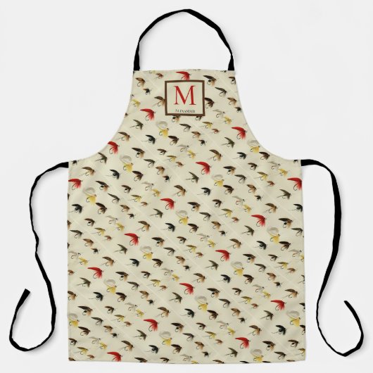 フライフィッシングマス釣り人が水色を飛ぶ エプロン (正面)