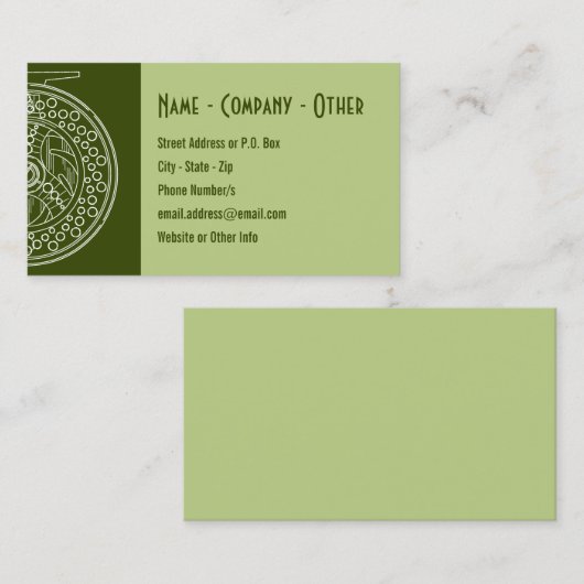 フライフィッシングリール白シルエットアートショップガイド 名刺 (正面/裏面)