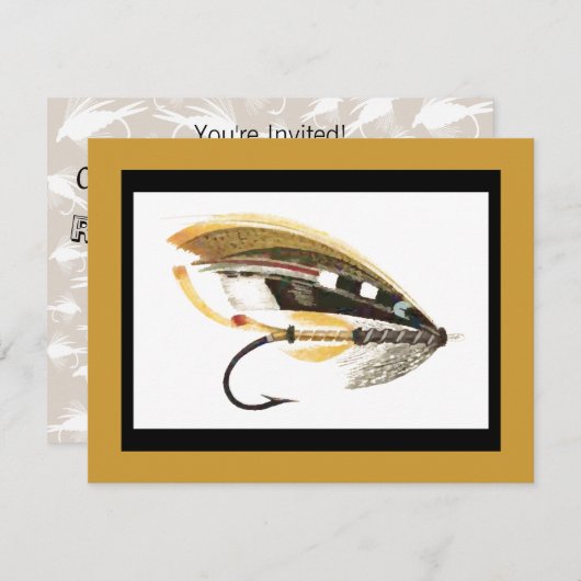 フライフィッシングルアーの図 招待状 (正面/裏面)