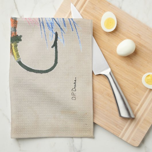 フライフィッシングルアーツアーサーモンフライルアー キッチンタオル (四つ折り)