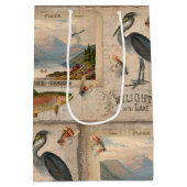 フライフィッシングレイクマスヴィンテージ魚の切り離し芸術 ミディアムペーパーバッグ (裏面)