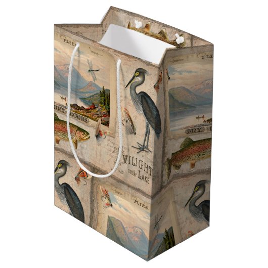 フライフィッシングレイクマスヴィンテージ魚の切り離し芸術 ミディアムペーパーバッグ (裏面アングル)