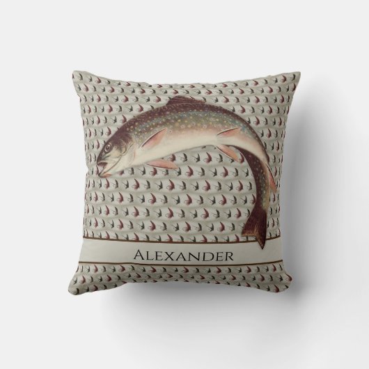 フライフィッシングヴィンテージフライレインボーマス クッション (裏面)