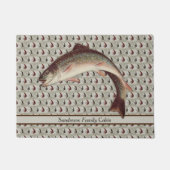 フライフィッシングヴィンテージフライレインボーマス ドアマット (正面)