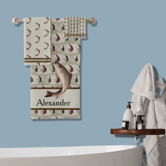 フライフィッシングヴィンテージフライレインボーマス バスタオルセット