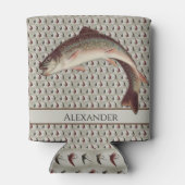 フライフィッシングヴィンテージフライレインボーマス 缶クーラー (裏面)