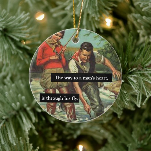 フライフィッシングヴィンテージレトロことわざ付きおもしろい画像 セラミックオーナメント (ツリー)