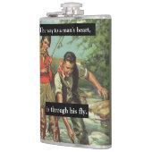 フライフィッシングヴィンテージレトロことわざ付きおもしろい画像 フラスク (左)