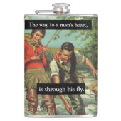 フライフィッシングヴィンテージレトロことわざ付きおもしろい画像 フラスク (正面)