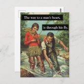 フライフィッシングヴィンテージレトロことわざ付きおもしろい画像 ポストカード (正面/裏面)