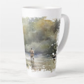 フライフィッシング動揺して カフェラテマグ (右アングル)