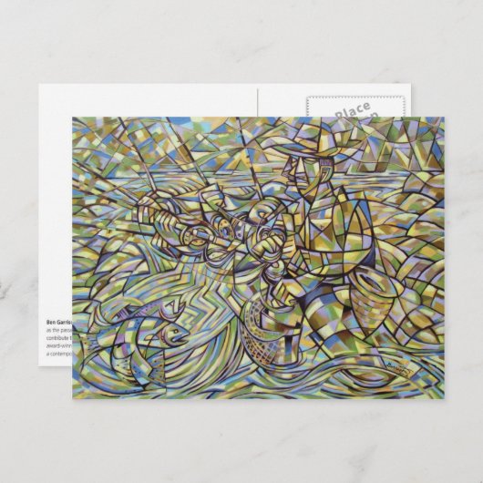 フライフィッシング漁師はがき ポストカード (正面/裏面)