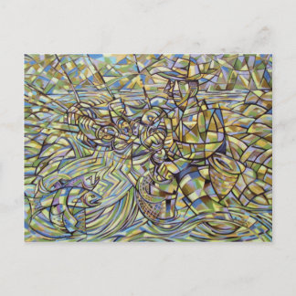 フライフィッシング漁師はがき ポストカード