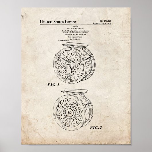 フライフィッシング特許用リール – Old Look ポスター (正面)
